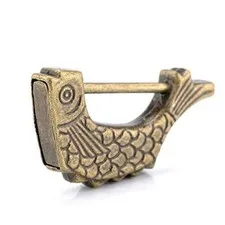 Handmade Vintage Style Old Chinese Retro Fish Shape Padlock For Jewelry Box