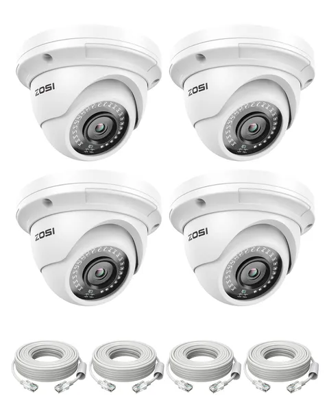 ZOSI 4PK 5MP POE Security Camera Outdoor Home System Person Detect IP66 Add-On