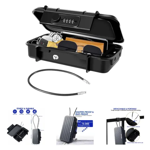 Portable Lock Box with 4-Digit Combination Steel Cable Secure Safe for Travel