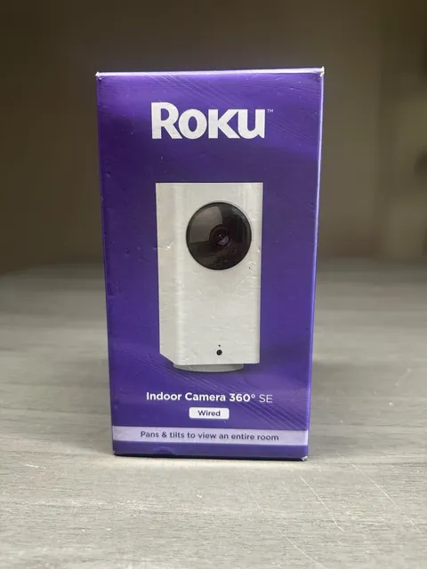 Roku Indoor Camera 360 SE Wired Security Camera CP1000R Open Box Complete