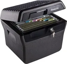 Fireproof and Waterproof Lock Box with Key Lock, File Safe with Carrying Handles
