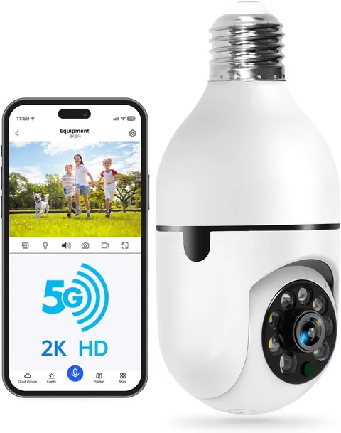Light Bulb Security Camera -5G& 2.4Ghz Wifi 2K Security Cameras Wireless Outdoor