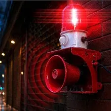120dB Motion Sensor Security Alarm PIR Outdoor Siren Strobe Light AC Plug-In