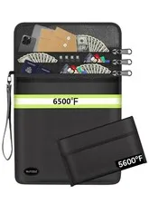 3 Zipper Pockets Fireproof Document Bag with Money Bag-2 Pack 15.5" x 11.5"an...