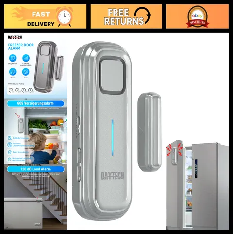 Freezer Door Alarm with Delay Reminder 1-4 Mins, 0-120 dB Refrigerator Alert