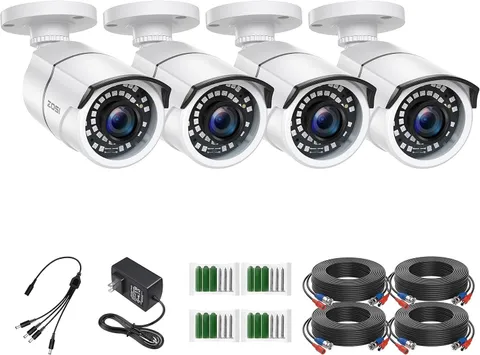 New Open Box Zosi 1080P Digital Bullet Camera -White (Four Pack) 4AK-1062B-BS-US