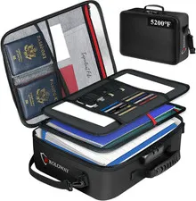 5200°F Fireproof Document Bag with Lock (17 X 12.3 X 5.3 Inch), Upgraded Heat In