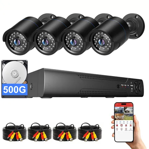 4CH H.265+ 5MP Lite DVR 5MP Outdoor CCTV Home Security Camera System Kit +500gb
