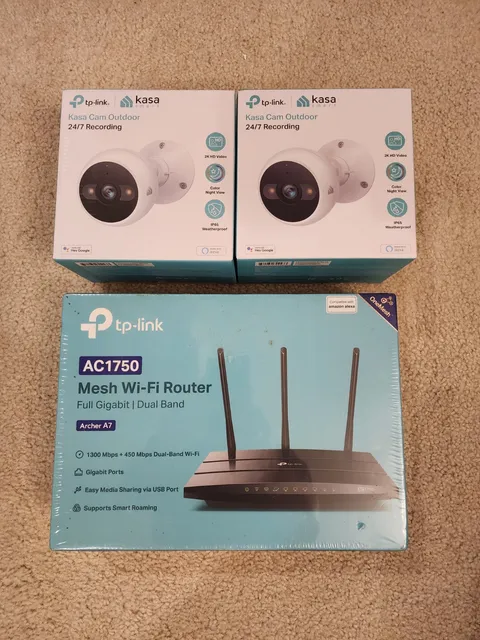 NEW tp-link kasa Home Security systm 24/7(2) Cameras and 5g WIFI router Go