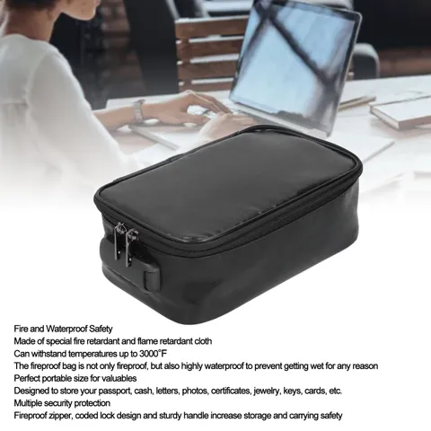 Fireproof Document Bag With Lock Secure For Travel Easy To Use