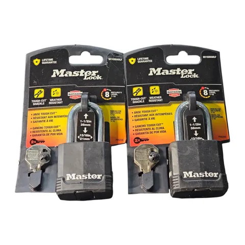 2PK MASTER LOCK M115XKADLF TOUGH CUT 1-1/2" SHACKLE PADLOCK RUSTOLEUM PROTECTION