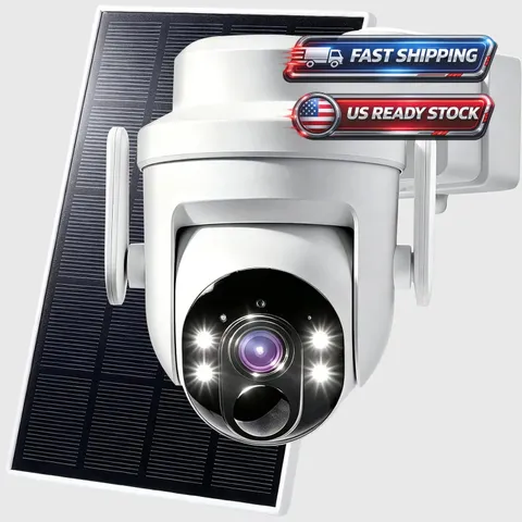 2K Solar Camera Outdoor Wireless, 2.4Ghz WiFi Battery Camera, 355° View Pan/Tilt