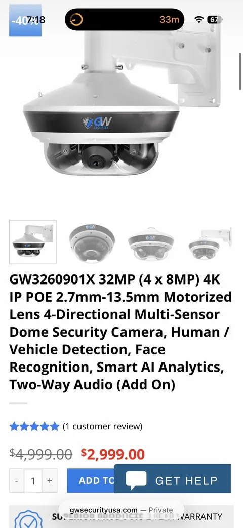 Security Camera, Recognition, Smart AI Analytics, Two-Way Audio