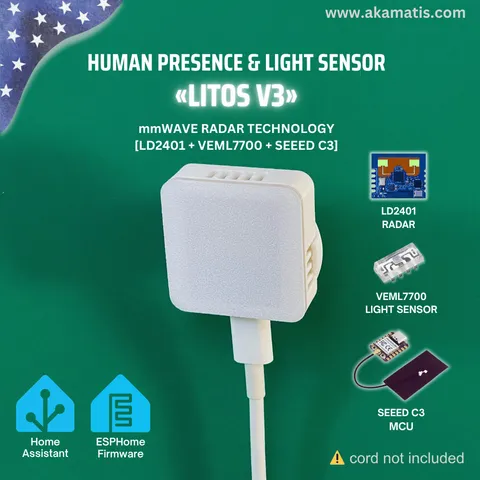 AKAMATIS Human Presence & Light Sensor Litos v3 (Seeed C3 + LD2410B + VEML7700)