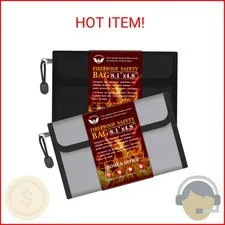 Small Money Bag (8.1“ × 4.8”)，Zippered Fireproof Waterproof Document Bag， Safe F