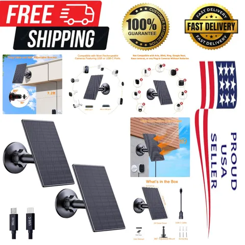 Flexible 2W Solar Panels for Security Cameras - Easy Installation & Dual Ports