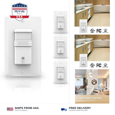 ECOELER 4Pack in-Wall PIR Motion Sensor Light Switch, Single Pole Motion Acti...