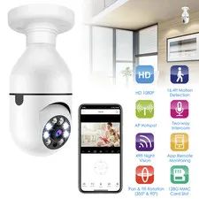 E27 WiFi Bulb Camera 1080P FHD with Night Vision & Two-Way Audio
