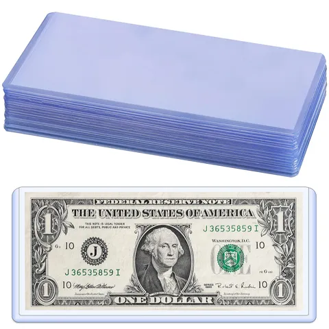 15PCS Banknotes Top-Insert Holders - Currency PVC Transparent Bill Money Top-...