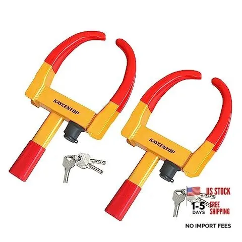  Universal Wheel Lock, Security Trailer Wheel Lock, Tire Lock 2pcs Red/yellow