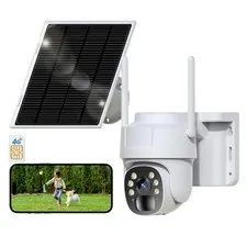 runofast 4G LTE Cellular Security Camera, Wireless Solar Powered No White