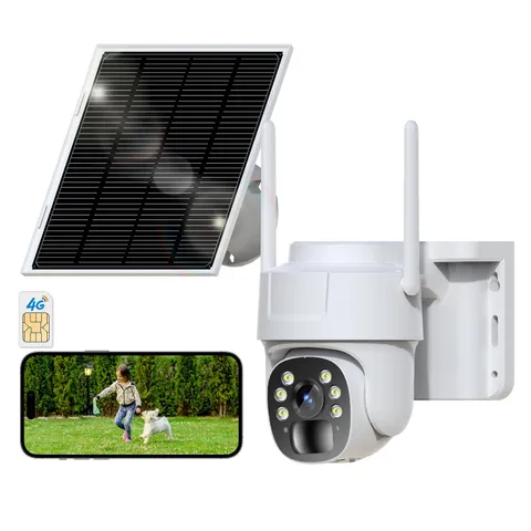 runofast 4G LTE Cellular Security Camera, Wireless Solar Powered No White