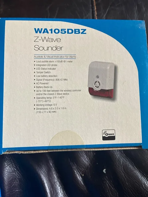 z wave sounder, audio and visual indicator for Alerts