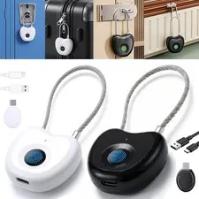 Fingerprint Padlock 20-User 6.2" Cable Biometric Keyless Lock for Gym Locker