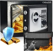 Small Digital Steel Security Safe Box 0.23 CuFt With Key For Home Office Storage