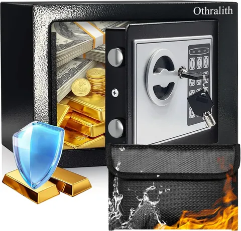 Small Digital Steel Security Safe Box 0.23 CuFt With Key For Home Office Storage