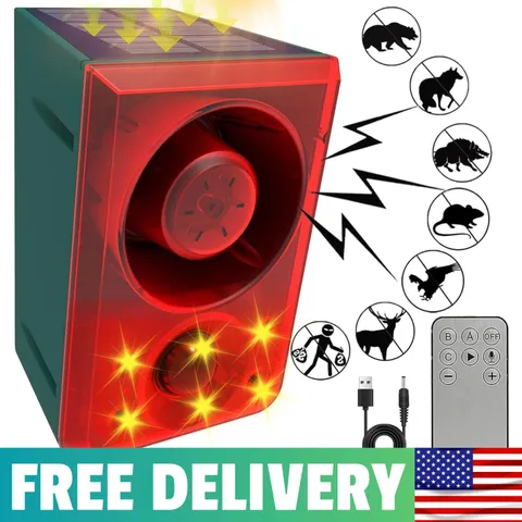 Solar Outdoor Motion Sensor Alarm with 130dB Security Sound – Wildlife Deterrent