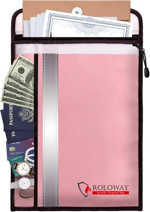 Fireproof Document Bag (15 X 11 Inch) with 2 Pockets & Waterproof Zipper, Firepr