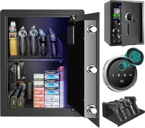 Security Biometric Fingerprint Safe, Steel Lock Box Safe for Home/Office/Hote...