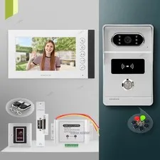 HD Video Door Phone Kit With NEW Monitor Power Supply IR Exit Button Strike Lock
