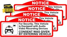 4 Pack Car Video Recorder Stickers, (9 X 3.5 Cm/W X H) -Camera Audio Video Recor