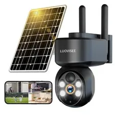 2K Solar Security Camera Wireless Outdoor,WiFi Cameras for Home Security Batt...