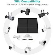Solar Panel Kit for Wireless Security Cameras, 3 Pack