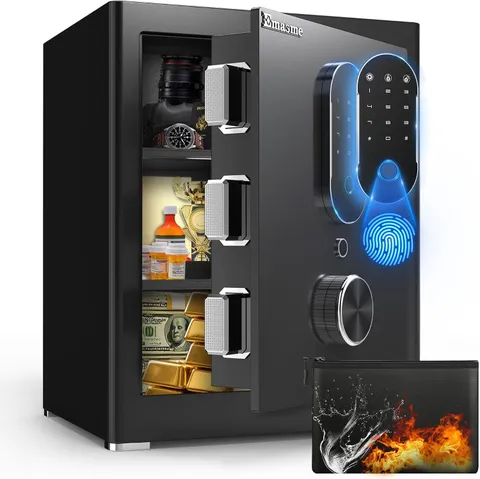 Safe Box, Money Safe with Fireproof Waterproof Bag, Medium Size Safes with Digit