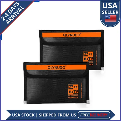 2 Pack Fireproof Money Bag 8x5 Waterproof Document Cash Passport Pouch