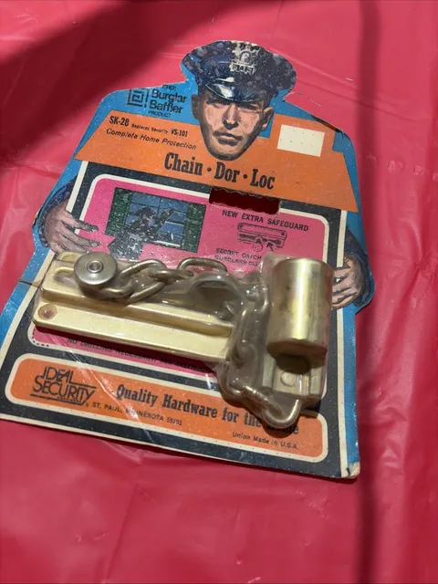 N.O.S. IDEAL SK-28 SECURITY CHAIN DOOR LOCK  KEY OPERATED DOOR CHAIN BRASS USA