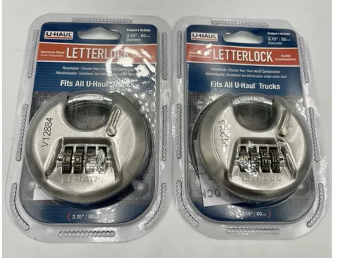 Lot of 2 - U-Haul LetterLock 80mm Disc Round Locks Resettable