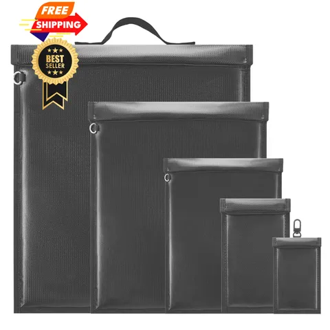 5 Pack Faraday Bags for Laptops & Tablets & Phones & Car Keys, 5pcs, Black