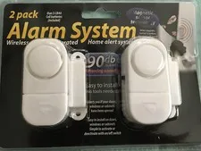 2 pack Alarm System Wireless Battery Operated Home Alert System 90 db Sound