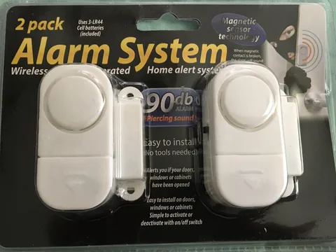 2 pack Alarm System Wireless Battery Operated Home Alert System 90 db Sound