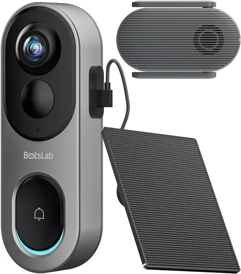 5MP Doorbell Camera Wireless with Solar Panel, Nonstop Power Video Doorbell with
