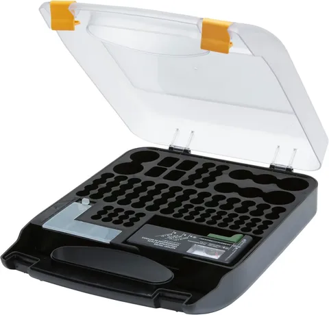 Portable Battery Storage Case with Tester, Wall-Mounted Design, Carrying Handle,