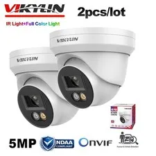2 Pack Vikylin 5MP POE Camera Onvif Full Color IR Audio Outdoor Wired Dual Light