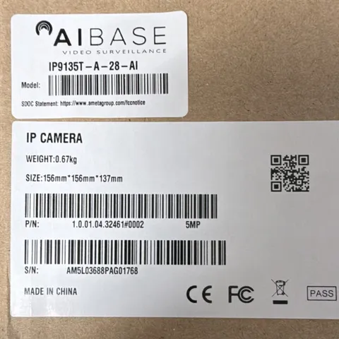 Aibase IP9135T-A-28-AI IP Camera 5MP 156mm x 156mm x 137mm Surveillance