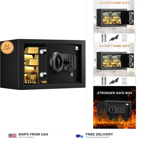 Tenamic Safe Box 0.4 Cuft Fireproof, Waterproof, Keypad Small Cabinet Lock Bo...