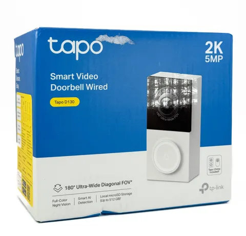 Tapo D130 2K Wired Video Doorbell 180° FOV Person Package Color Night